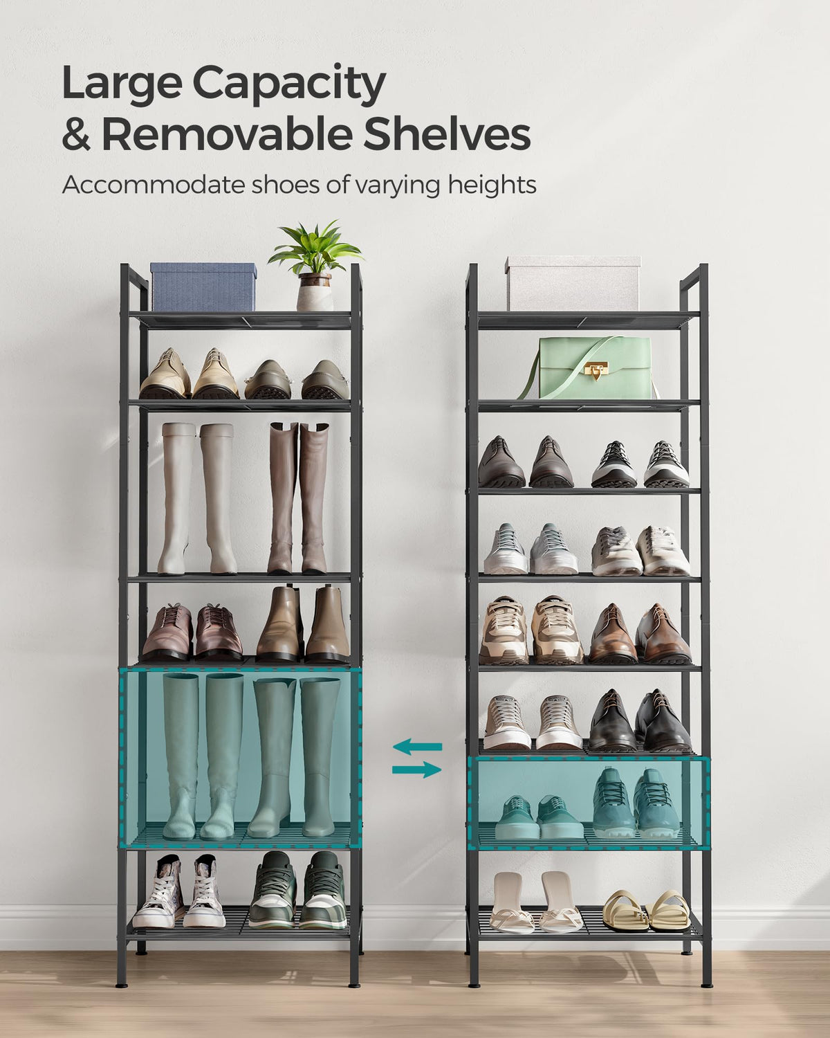 SONGMICS 8-Tier Metal Shoe Rack, Vertical Shelf, Holds up to 20 Pairs