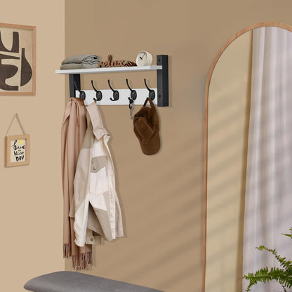 Sorbus Coat Hooks Wall Mount with Shelf – 24 Inch Coat Rack Wall Mount with 5 Heavy Duty Hooks
