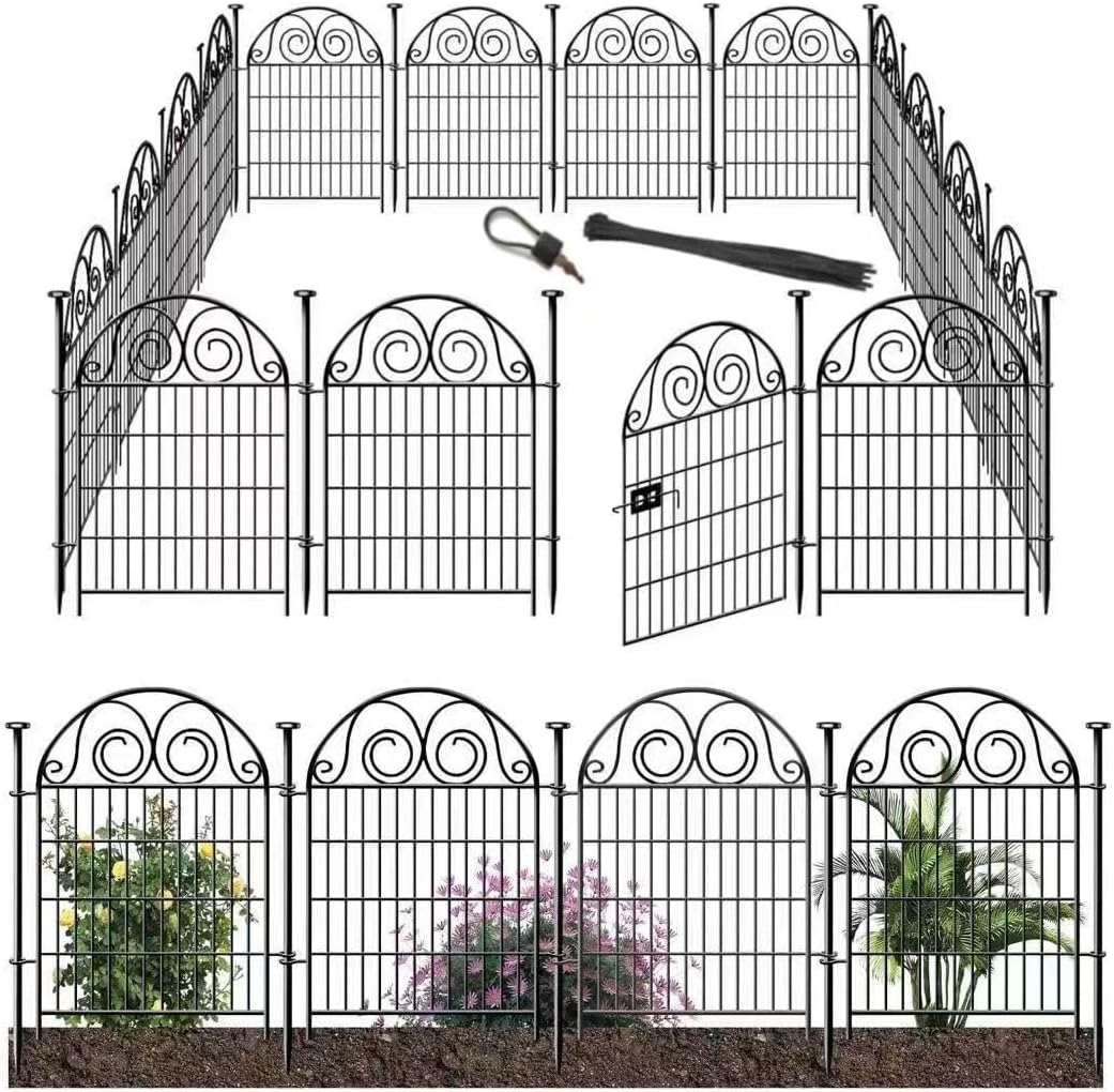 Tall Garden Animal Barrier Fencing with Gate, 40 Inch(H) 20 Panels Total Length 43.7 Ft Outdoor Dog
