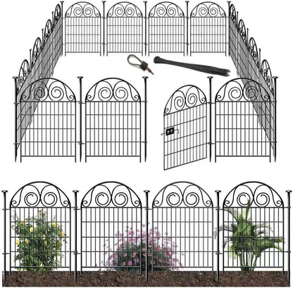 Tall Garden Animal Barrier Fencing with Gate, 40 Inch(H) 20 Panels Total Length 43.7 Ft Outdoor Dog