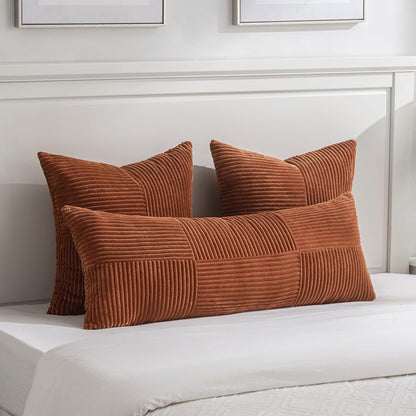 Fancy Homi 2 Packs Rust Euro Decorative Throw Pillow Covers 28x28 Inch for Bedroom Bed, Farmhouse