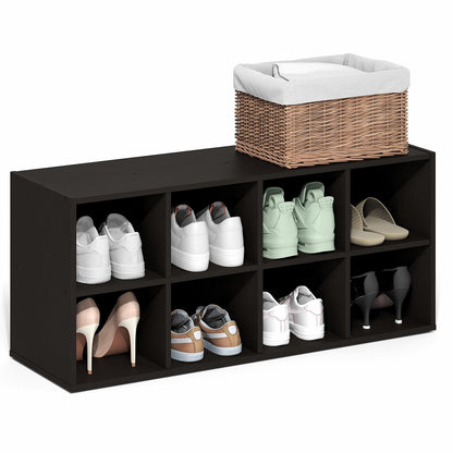 Furinno FANO 8-Cube Shoe Rack, Stackable Shoe Organizer, Dark Oak