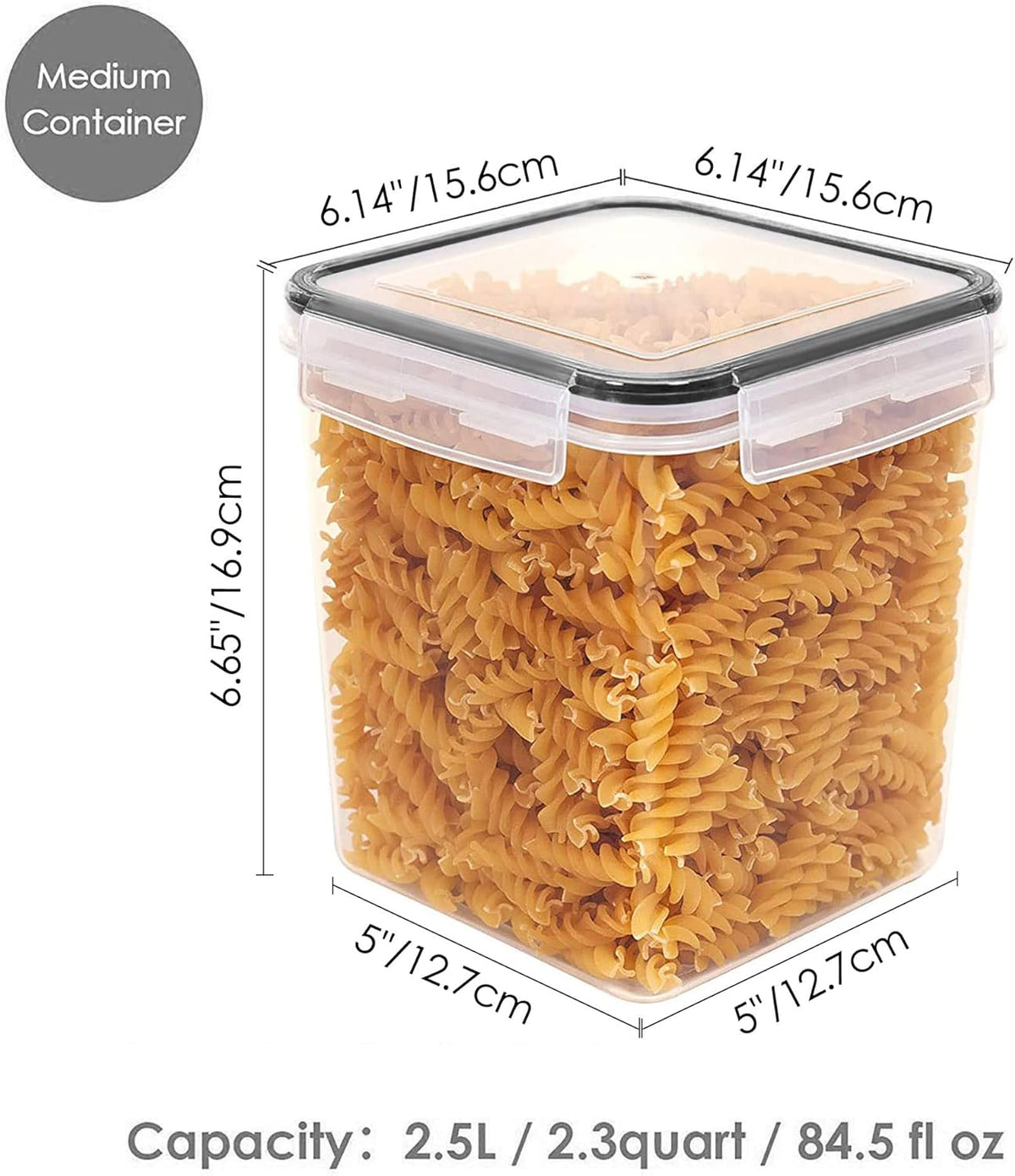 Vtopmart Food Storage Containers 2.5L / 84.5oz, 4 Pieces BPA Free Plastic Airtight Canister for