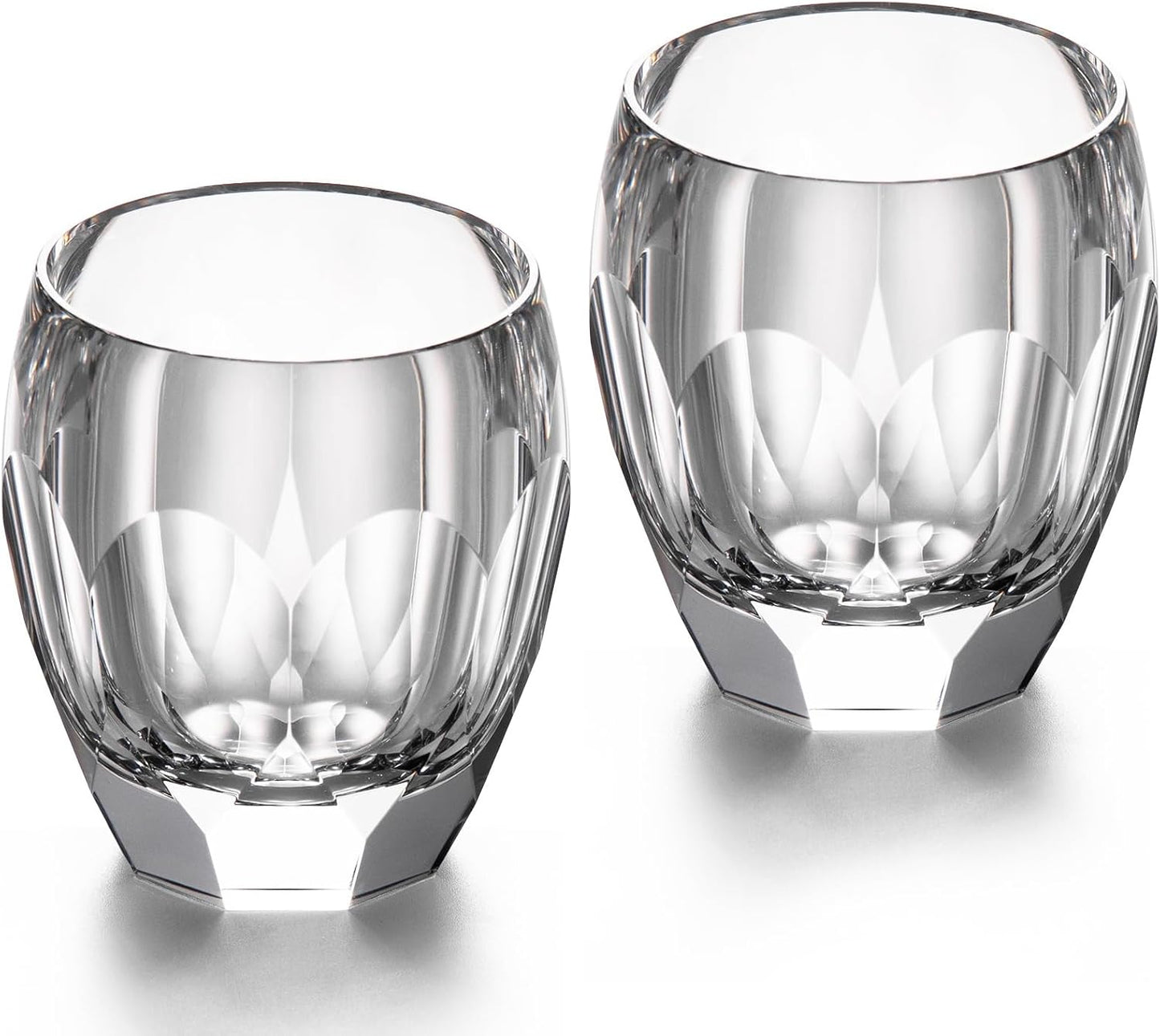 KAMMAK Crystal Whiskey Glasses Set of 2, Luxury 7.44oz Old Fashioned Glasses Stemless, Handcrafted