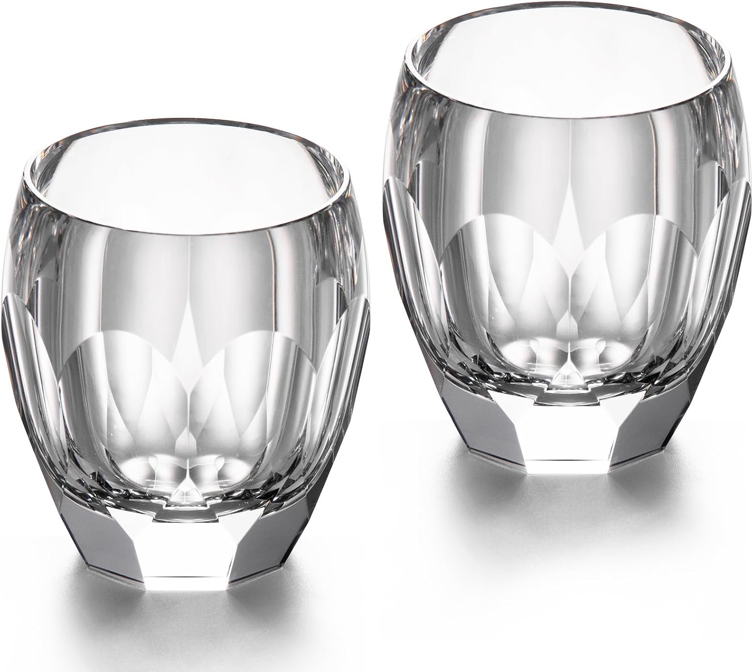 KAMMAK Crystal Whiskey Glasses Set of 2, Luxury 7.44oz Old Fashioned Glasses Stemless, Handcrafted