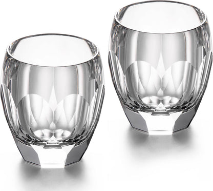 KAMMAK Crystal Whiskey Glasses Set of 2, Luxury 7.44oz Old Fashioned Glasses Stemless, Handcrafted