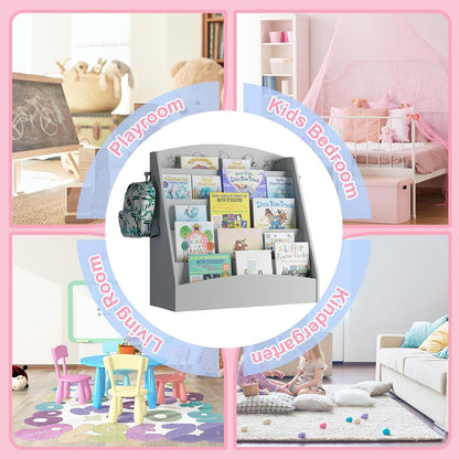 5-Tier Kids Bookshelf Montessori Toddler Book Rack Baby Bookcase Floor Front Facing Magazine