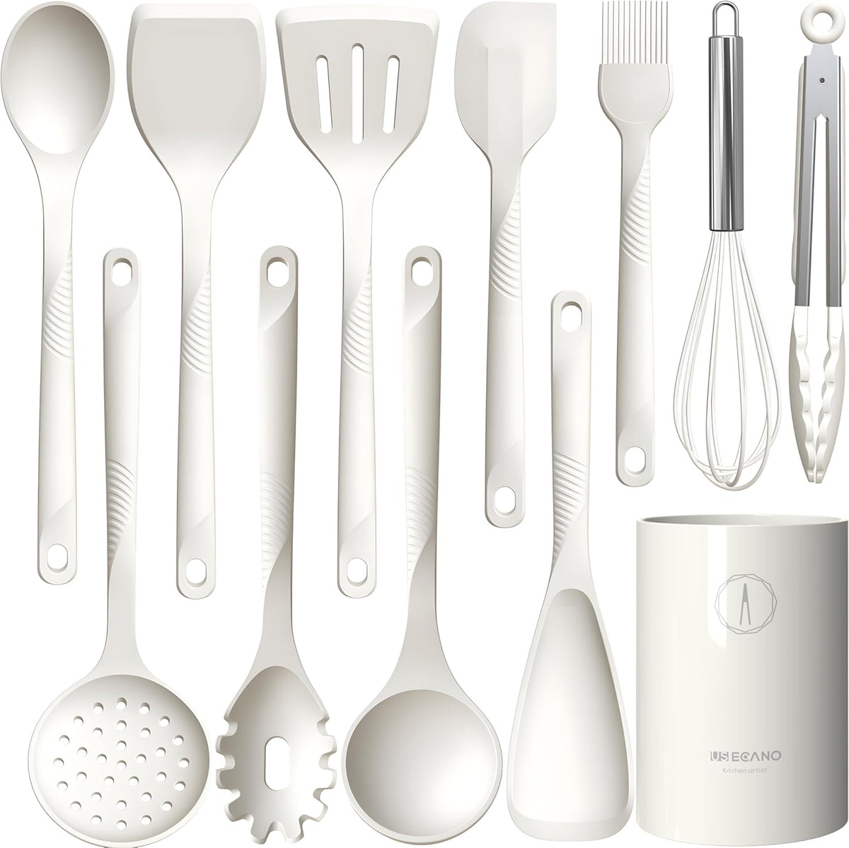 Silicone Cooking Utensils Set - 600°F Heat Resistant, Nonstick Kitchen Utensil Set with Spatulas
