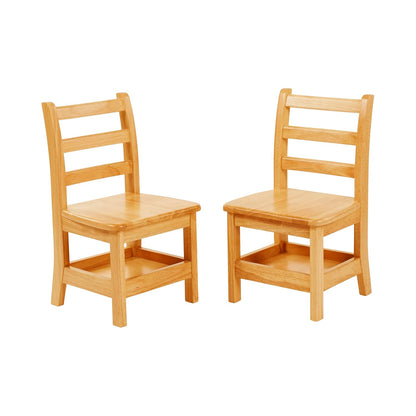 ECR4Kids Three Rung Ladderback Chair with Storage, 12in Seat Height, Classroom Seating, Honey