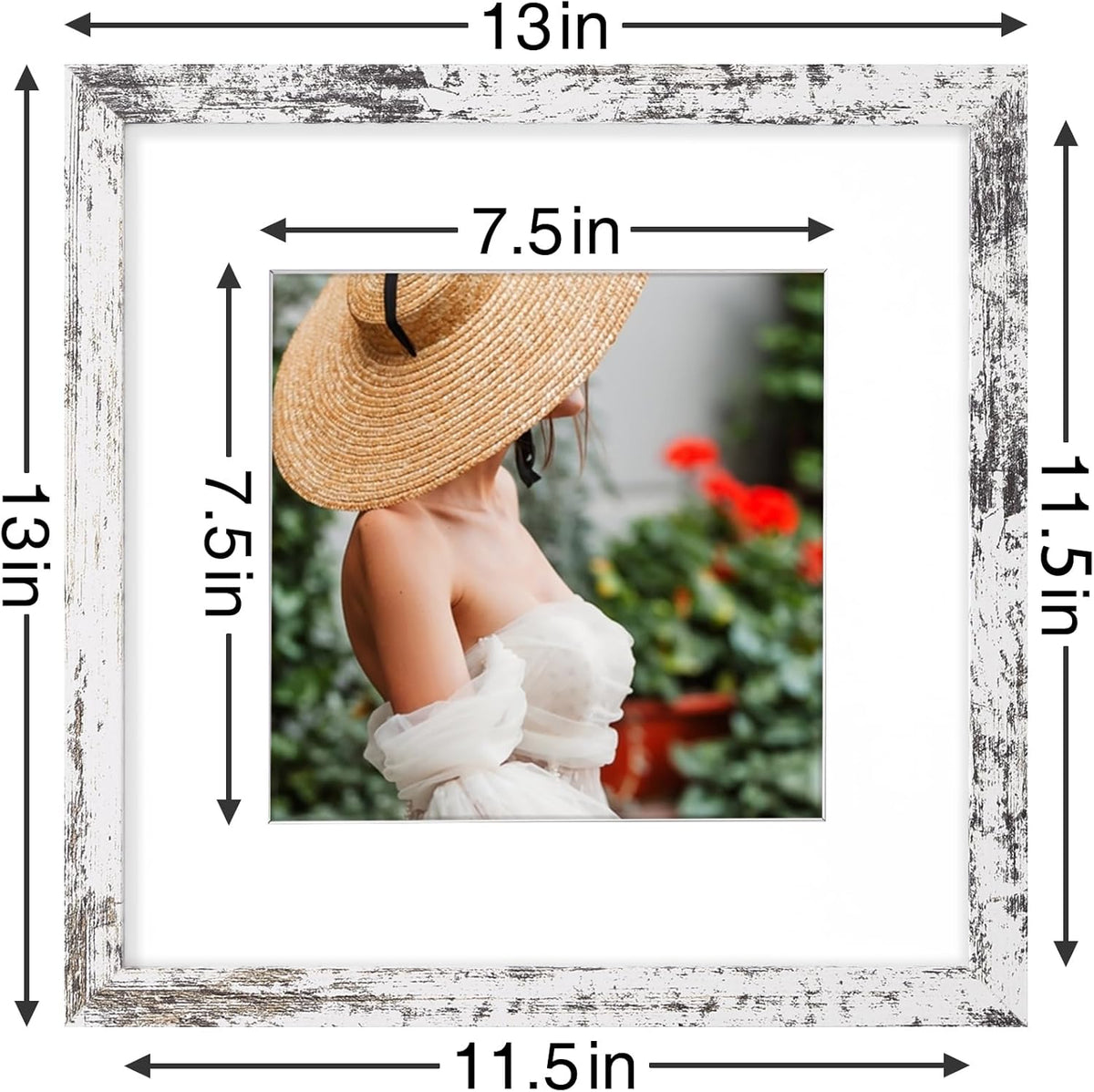Vittanly 12x12 Picture Frames Set of 9, Shatter Resistant Plexiglass, Display 8x8 Pictures with Mat