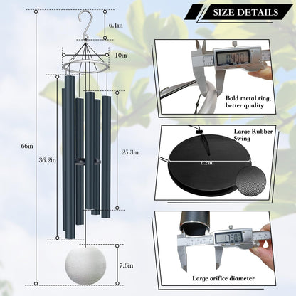 ASTARIN Extra Large Wind Chimes Outdoor Deep Tone,66 Inch Wind Chimes for Outside with 6 Tubes