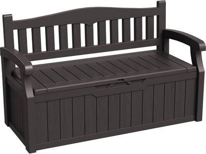 Greesum 80 Gallon Storage Bench Outdoor Deck Box with Armrest, Patio Furniture,Lockable, Waterproof
