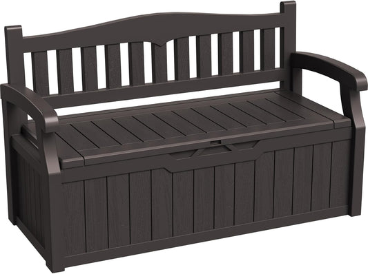 Greesum 80 Gallon Storage Bench Outdoor Deck Box with Armrest, Patio Furniture,Lockable, Waterproof