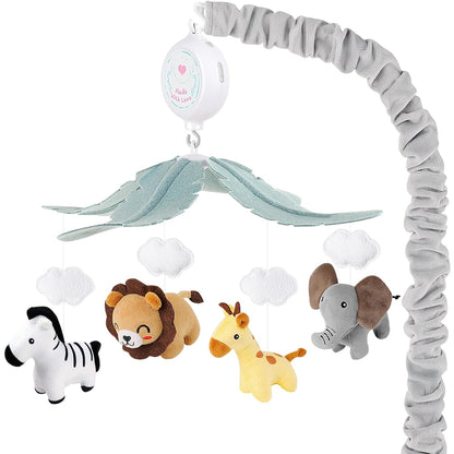 Animals Crib Mobile for Boys & Girls - Safari Baby Mobile for Crib with Upgraded 3-Mode Music Box