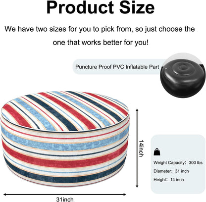 Inflatable Ottoman Stool D31 xH14 for Outdoor/Indoor Use, Water Repellent Patio Foot Rest Stool