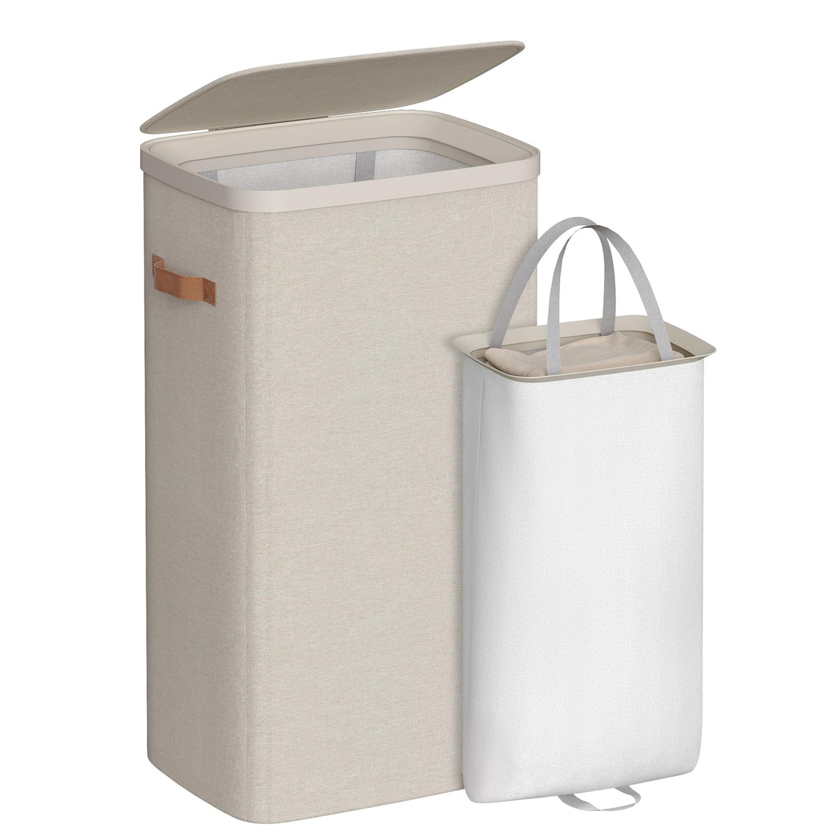 SONGMICS Laundry Basket, 26.4 Gal. Laundry Hamper, Easy Assembly, with Lid and Handles, Removable