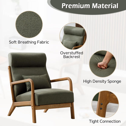 INZOY Mid Century Modern Accent Chair Set of 2, High Back Reading Armchair with Wood Frame