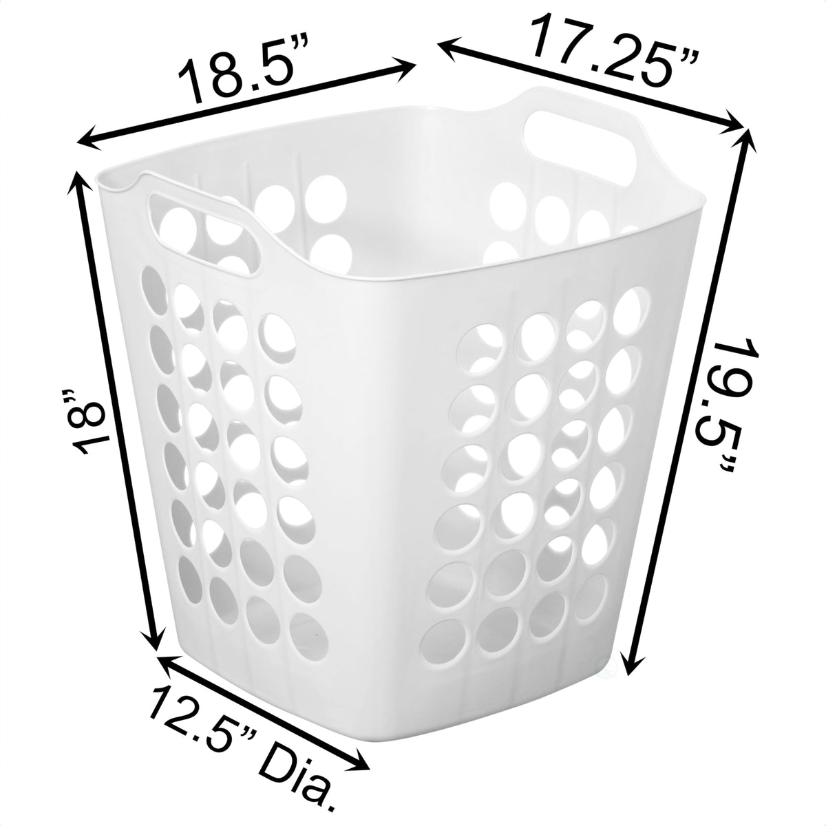 Flexible Plastic Laundry Basket - Square Storage Hamper with Side Handles for Easy Carrying