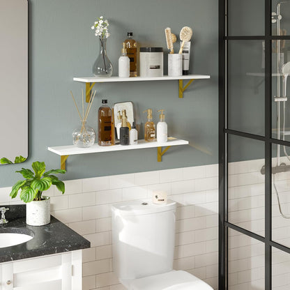 DINZI LVJ Long Wall Shelves, Set of 4, 31.5Inch Wall Mounted Shelves, Floating Shelves for Wall