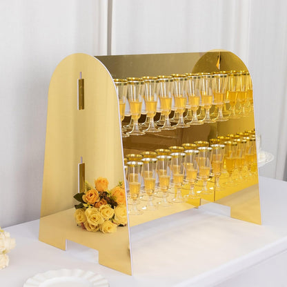 Tableclothsfactory Gold Mirror Finish 2-Tier Wine Glass Stemware Rack, 18 Champagne Flute Holder