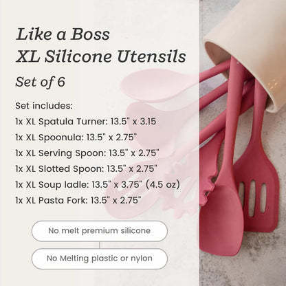 Starpack 'Like a Boss' XL Premium Silicone Cooking Utensils Set (6 Pcs) - Heat Resistant Kitchen