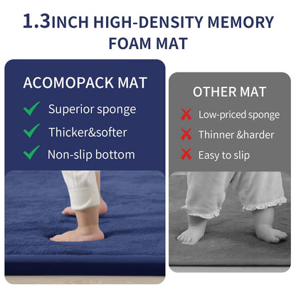 ACOMOPACK Baby Play Mat for Floor 1.3" Thick Memory Foam Play Mat 59"×71" Tummy Time Crawling with