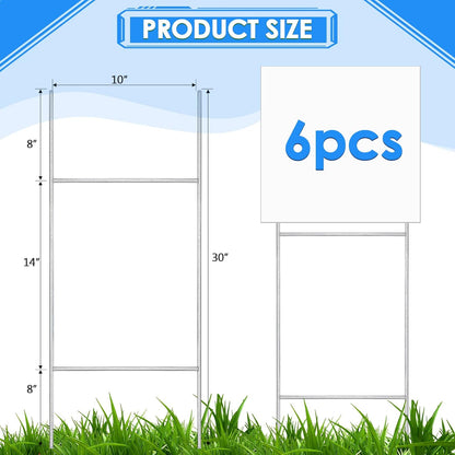 6 Pcs H Stakes for Yard Signs 30'' x 10'' Metal Heavy Duty H Frame Wire Stakes Weatherproof Metal