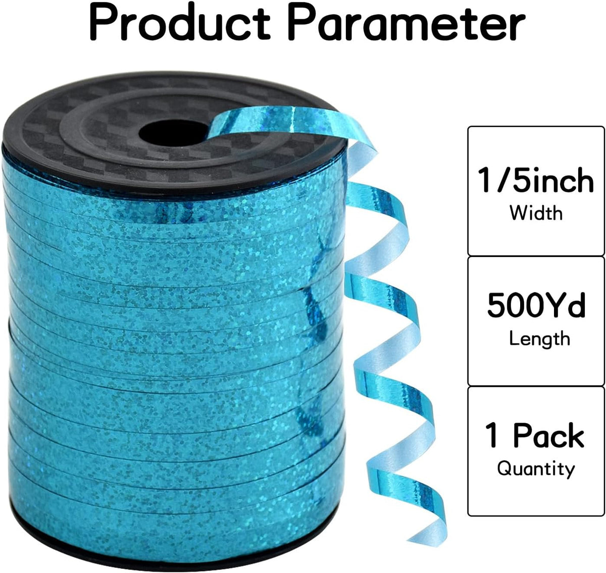 BEISHIDA 500 Yards Curling Ribbon for Balloon String Light Blue Teal Crimped Shiny Metallic Roll
