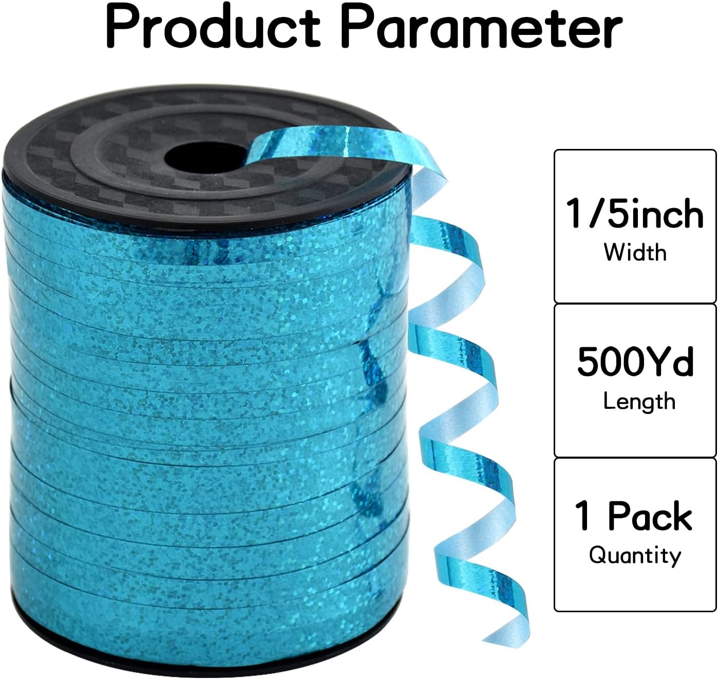 BEISHIDA 500 Yards Curling Ribbon for Balloon String Light Blue Teal Crimped Shiny Metallic Roll