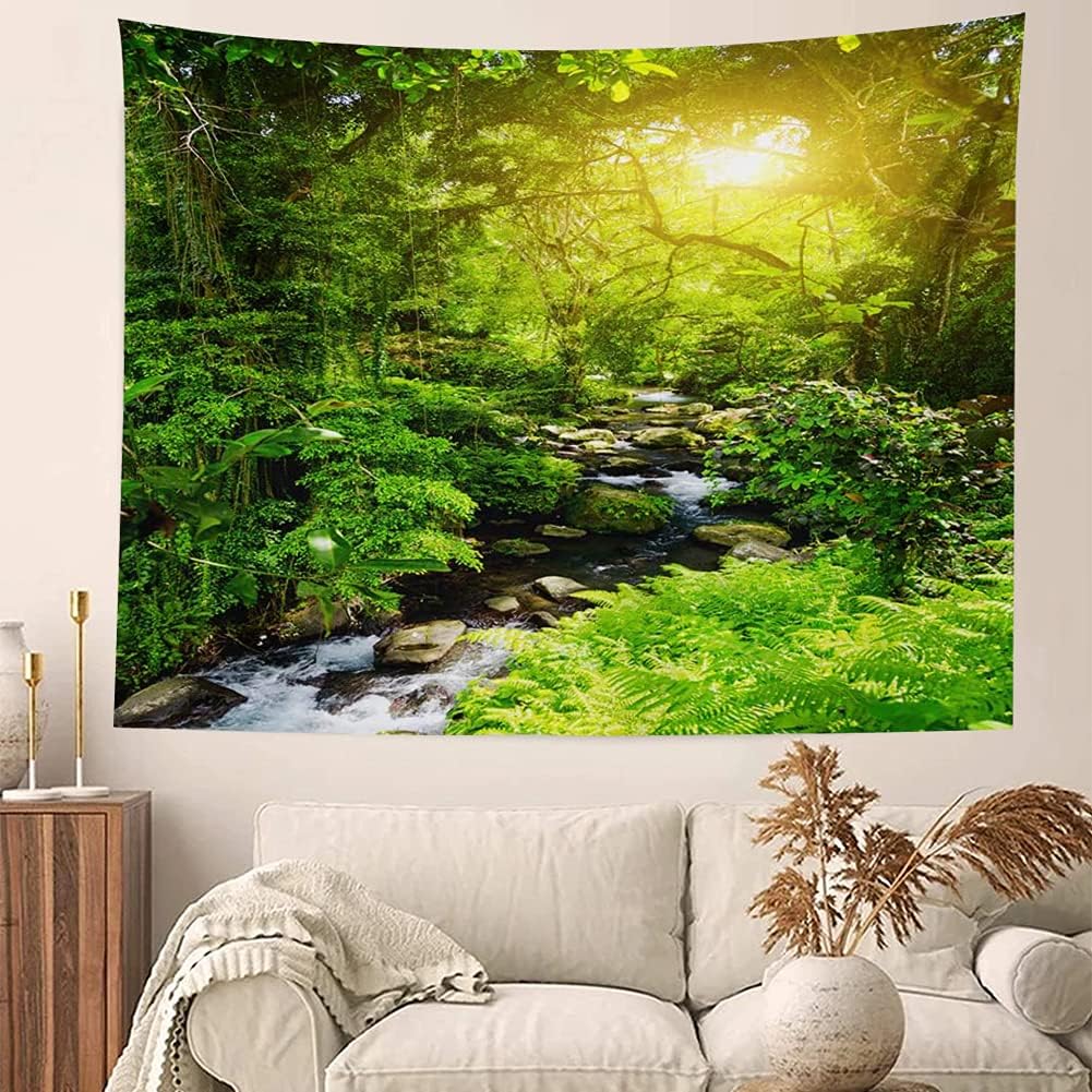 Llamazing Forest Creek Landscape Tapestry - Home Decor for Living Room and Bedroom - Magic Curtain