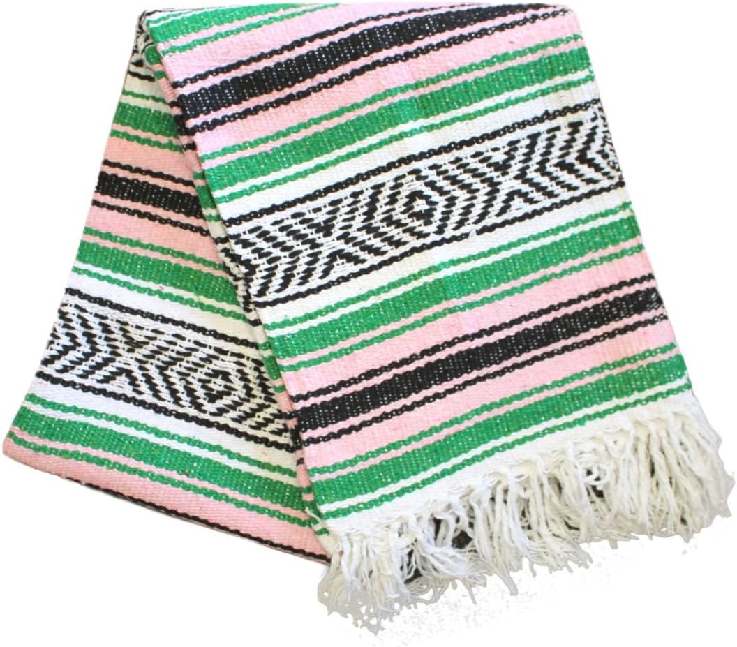 Del Mex Classic Mexican Blanket, Large Authentic Woven Falsa Throw (70"x50"), Artisan Southwest