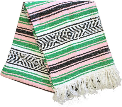 Del Mex Classic Mexican Blanket, Large Authentic Woven Falsa Throw (70"x50"), Artisan Southwest