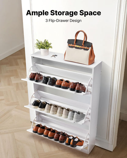 VEVOR Shoe Cabinet with 3 Flip Drawers, Modern Shoes Storage Cabinet with Anti-Tipping Device