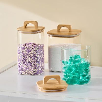 Sweejar 4 qt Large Jars with Bamboo Lids, 1 Gallon Glass Candy Jar with Lid, Sugar/Flour Storage