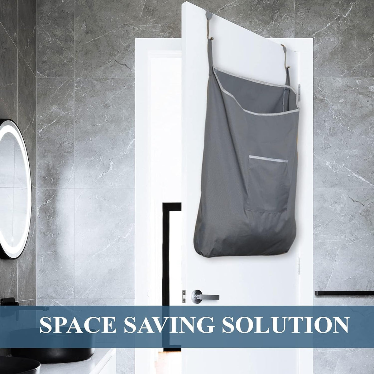 The Fine Living Co. X-Large Hanging Laundry Hamper with Over Door Hooks & Adhesive, Durable Space
