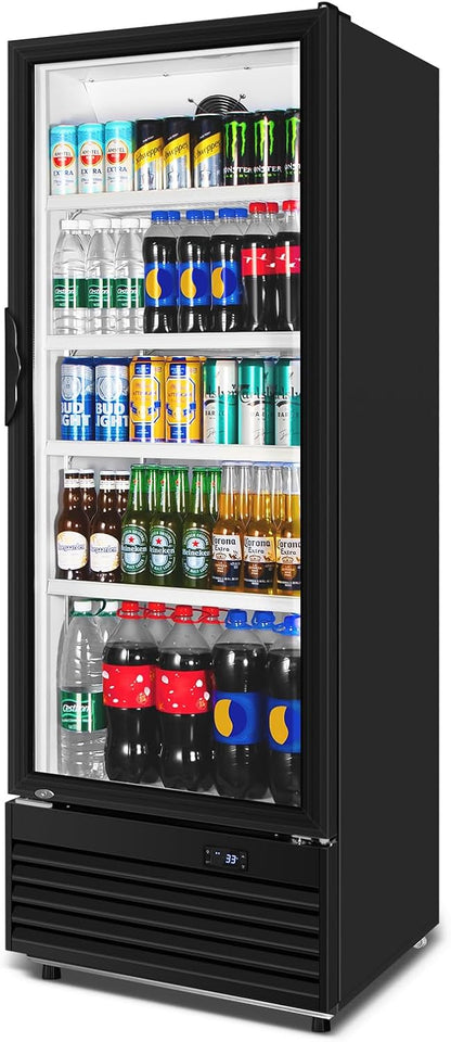 Commercial Beverage Refrigerator, 24.5 Inch 15 Cu. Ft. Drink Fridge, Display Refrigerator with