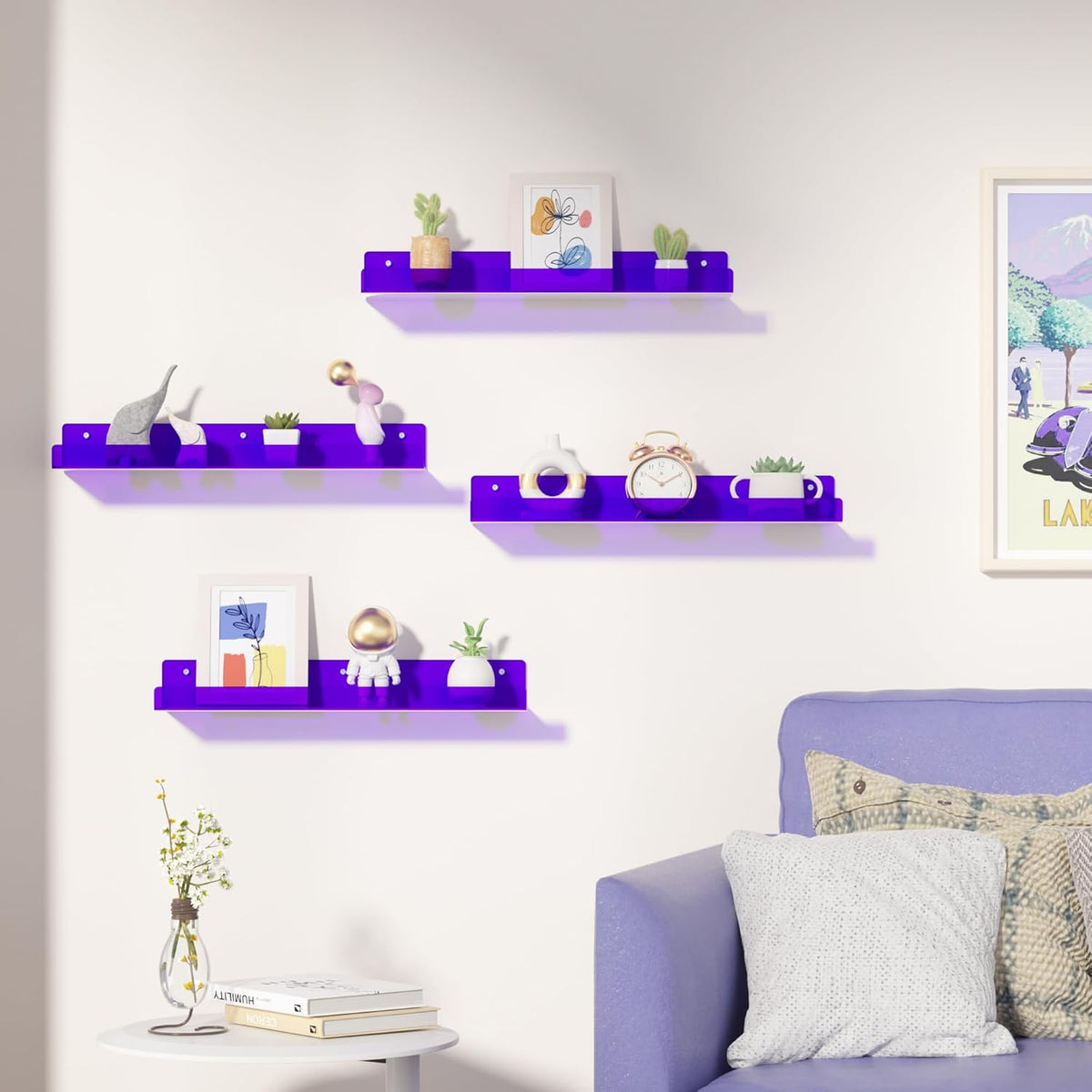 upsimples Acrylic Shelves for Wall Decor, 15" Display Shelf Perfume Organizer for Bathroom