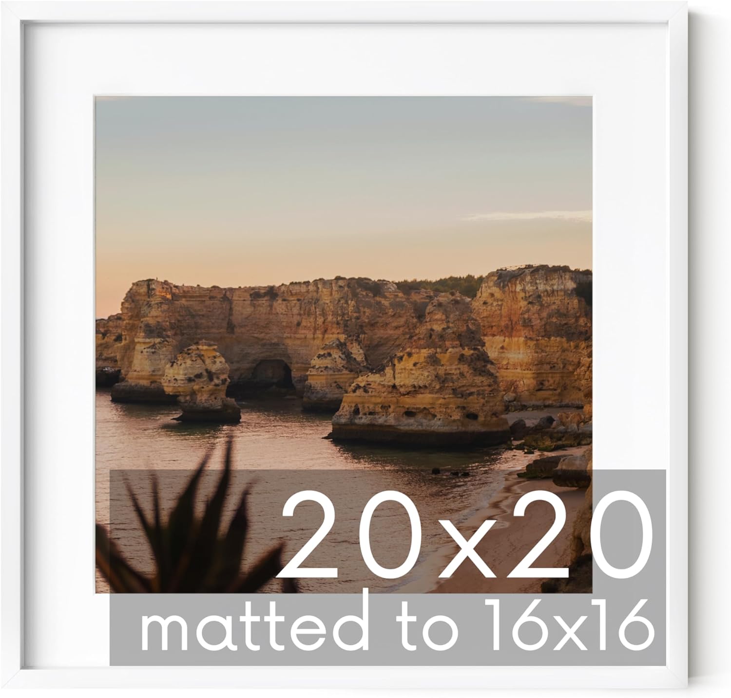 HAUS AND HUES 20x20 White Metal Picture Frame Matted to 16x16 - Features Premium Aluminum & Hanging