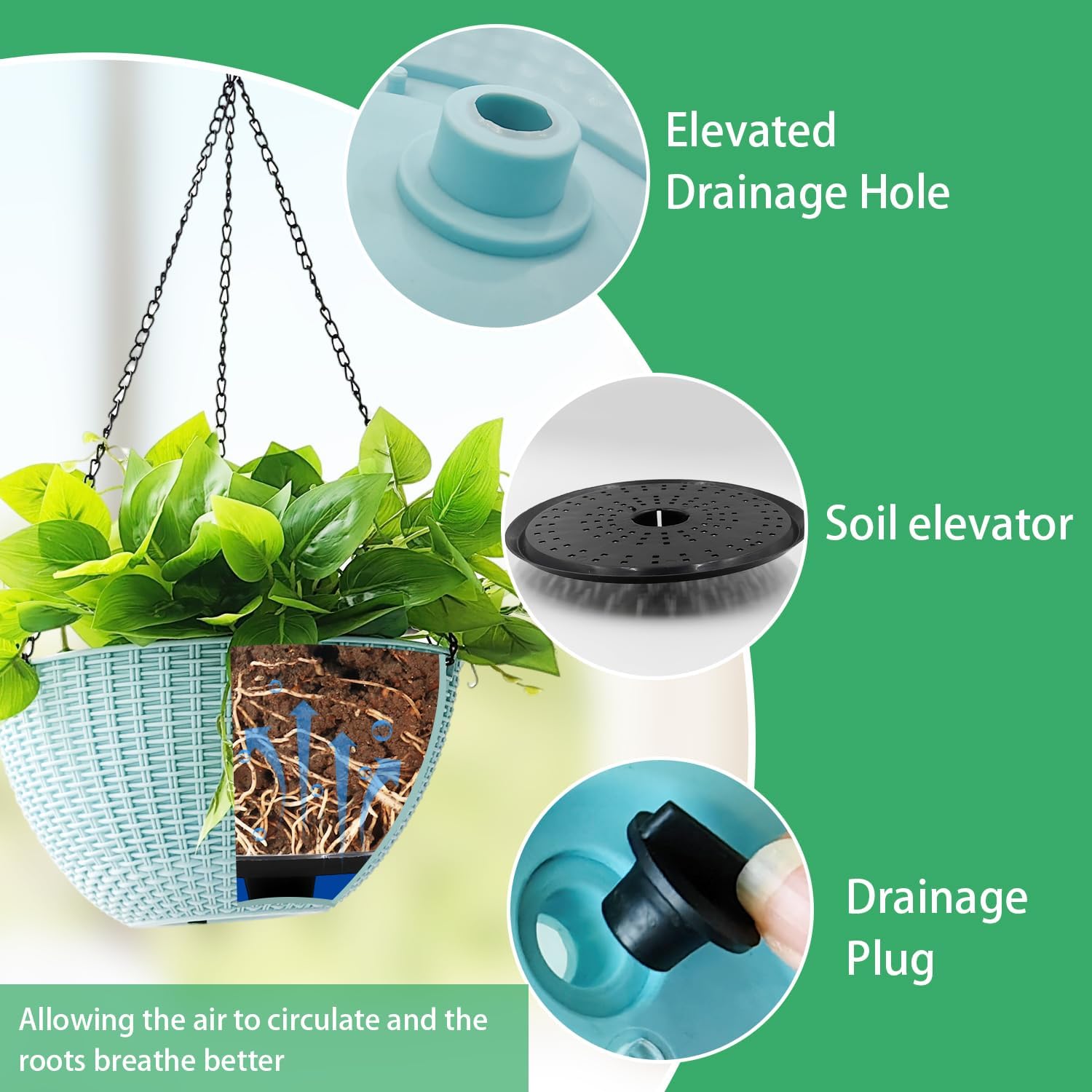 Hanging Planters for Indoor Plants 8/10 Inch, 4 Packs Plant Hanger Outdoor with Drainage Holes
