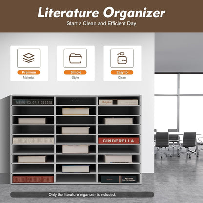 Literature Organizer 27 Slots Compartments Desktop File Sorter Mail Center Paper Storage Cabinet