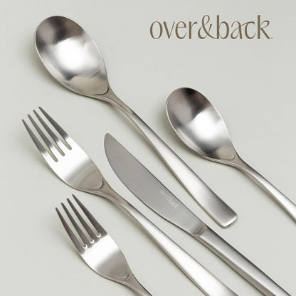 over&back 20pc Curved Flatware Cutlery Set - Comes with 4 Dinner Forks, 4 Salad Forks, 4 Dinner