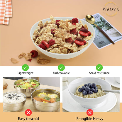 65oz Large Salad Bowls Ivory - Wheat Straw Salad bowls Set of 4 - Unbreakable Salad Bowls Dishware