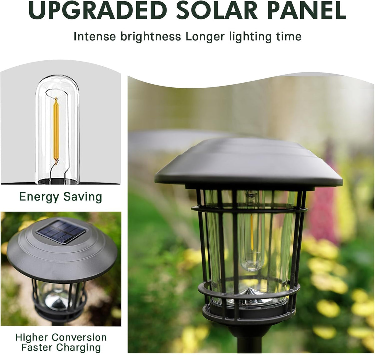 Grand patio Solar Outdoor Lights, 10 Pack, Glass Light Metal Pathway Light, Waterproof Landscape
