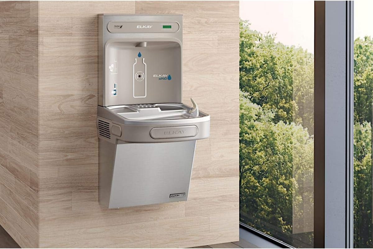 Elkay EZSG8WSK EZH20 18-3/8" Wall Mounted Single Station Hands Free Bottle Filler Combo with Cooler