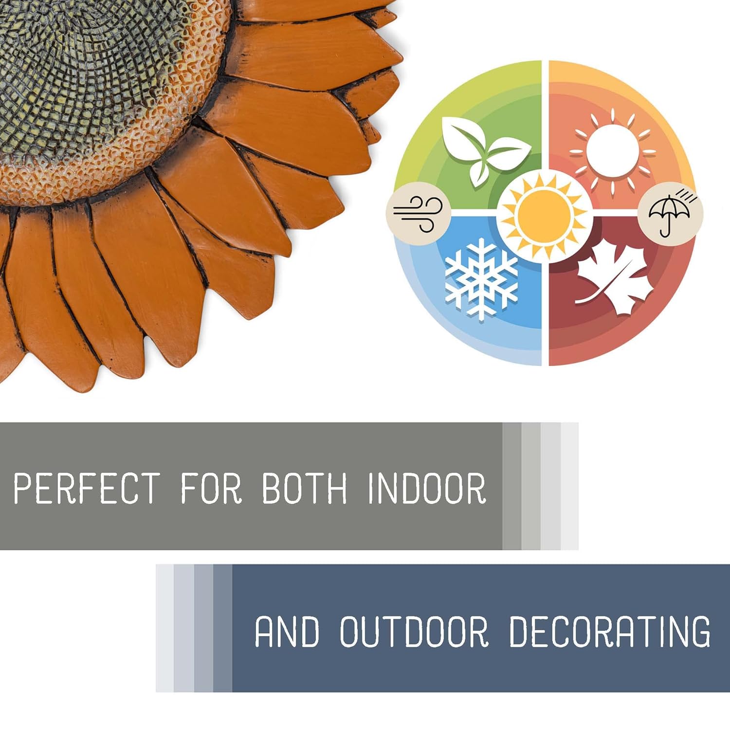 NAT & Jules Sunflower Shaped Dimensional Indoor Outdoor 12 inch Cast Resin Decorative Garden