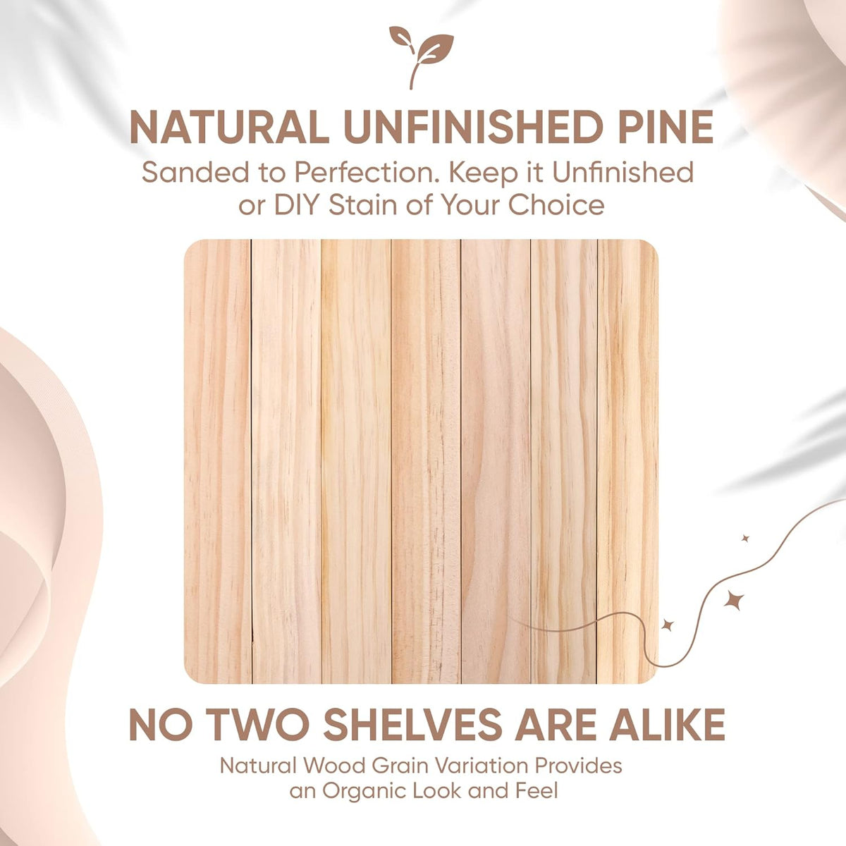 Homeforia Wood Floating Shelf 12 inch, High End Solid Natural Wood 12inch Floating Shelves for Wall