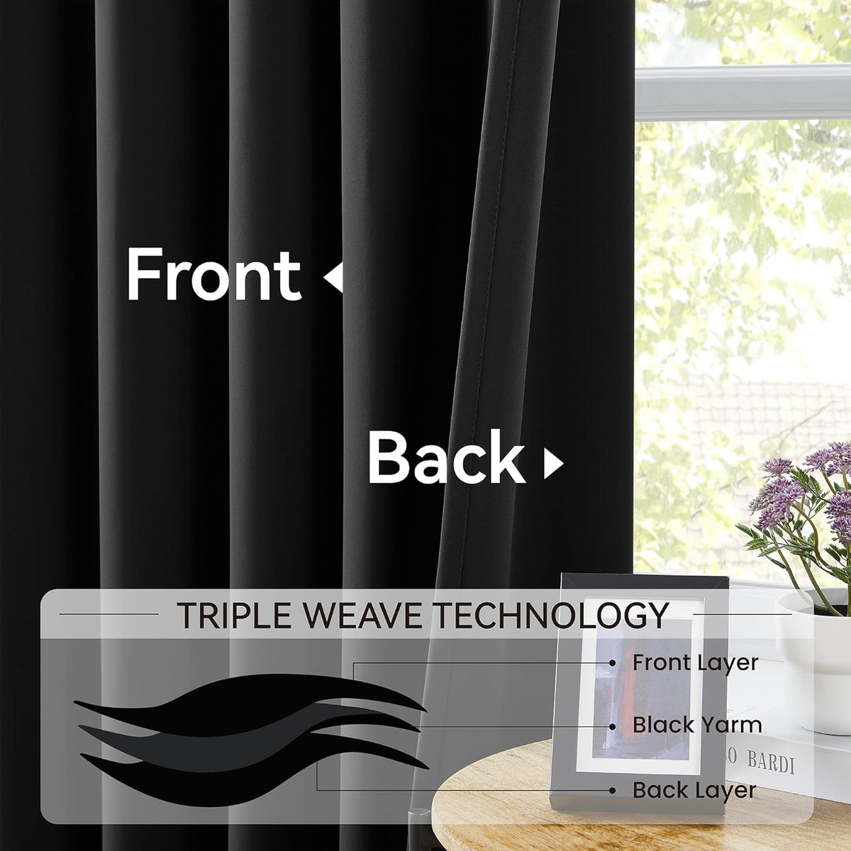 KangBang Black Out Curtain Panels 96 Inches Long for Living Room, Soundproof Thermal Insulated Long