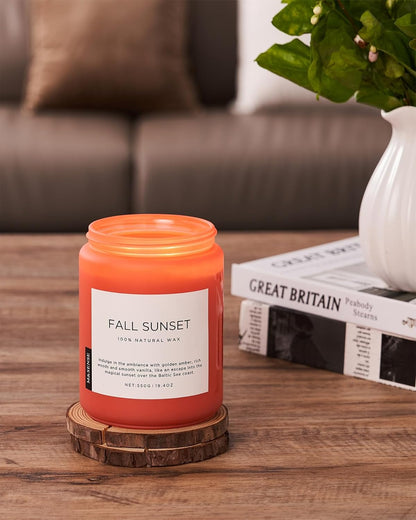 M&SENSE Fall Sunset Amber Scented 19.4oz 110 Hours Long Lasting Slow Burning Candle for
