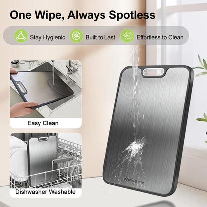Titanium Cutting Boards for Kitchen, Double Sided Food-Grade Pure Titanium&Wheat Straw PP