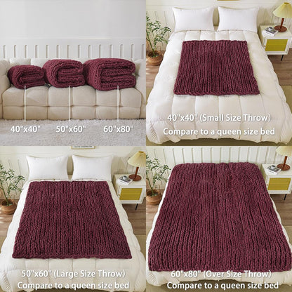 WESHIONGOO Chunky Knit Blanket Throw 50"×60" Knitted Throw Blankets for Couch Bed Fluffy Soft